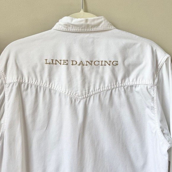Vintage Western Fringe Shirt Women's Size M Medium White Line Dancing Country - Picture 7 of 12